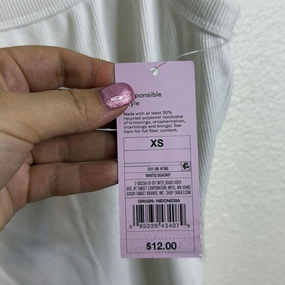 NWT- Wild Fable- white ribbed, body con casual dress with low back-size XS - Picture 3 of 7